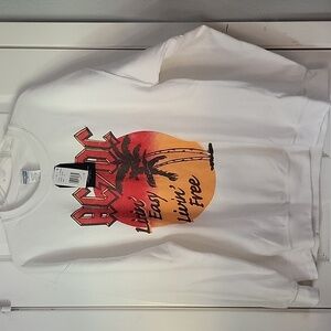 AC/DC Womens White Sweatshirt with Sunset Graphic, size M